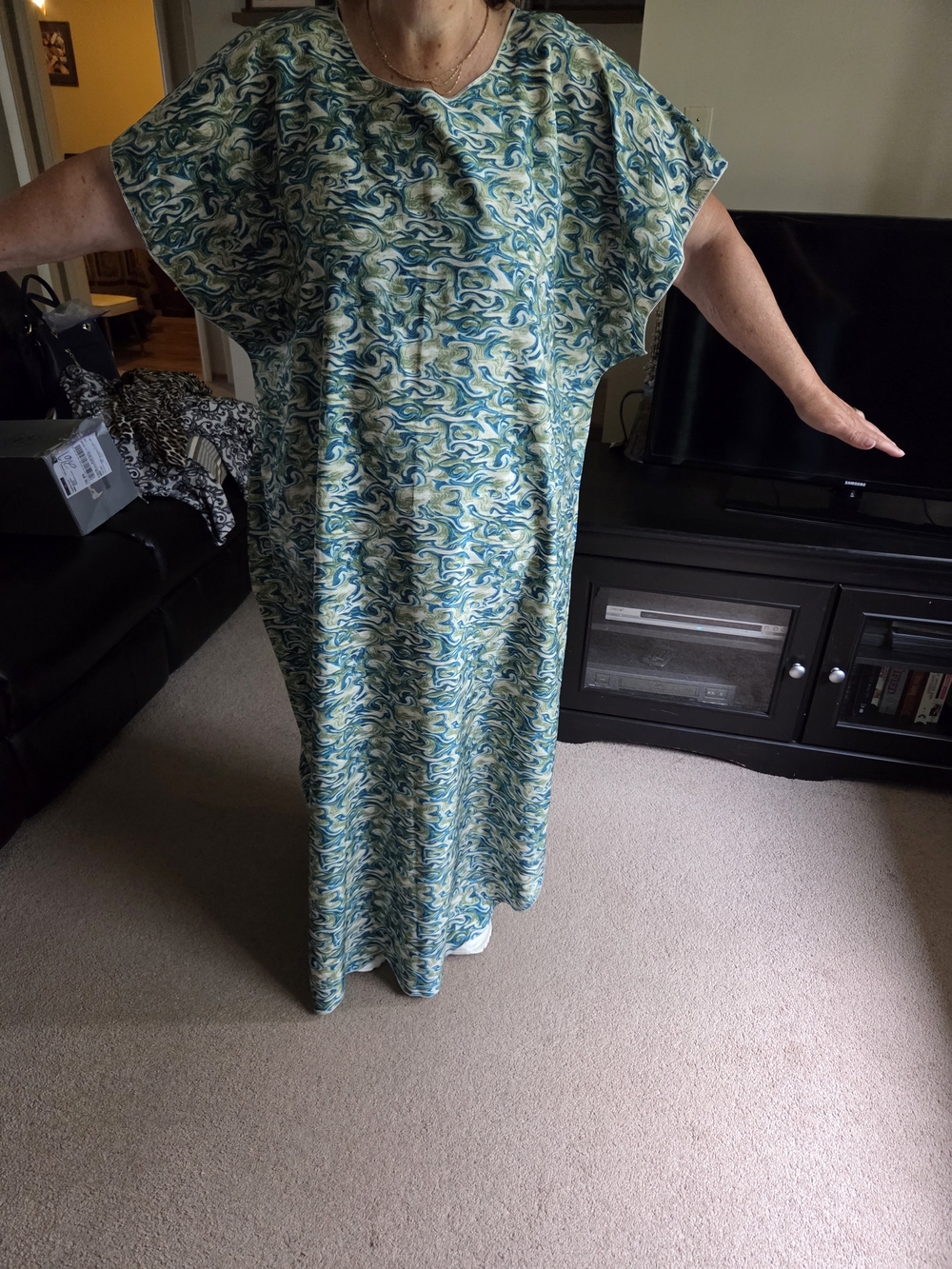 Bdle Of 3  Long Tunic Style  Unknown Teal and Blue Swirl Maxi Other 2 Same